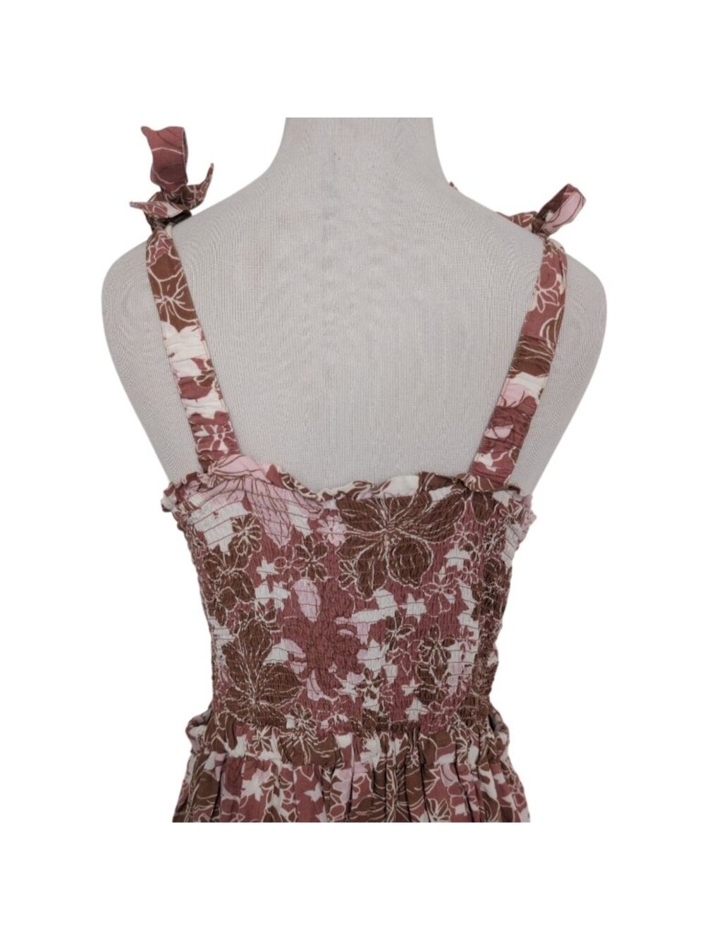 Japna Floral Cut Out Maxi Dress Womens Size XL Pink Smocked Tiered Boho Cottage - Picture 9 of 9
